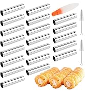 RoseFlower Croissant Tube Cream Horn Cones Tubes 20 Pcs Non-Stick Stainless Steel Pastry Baking M...