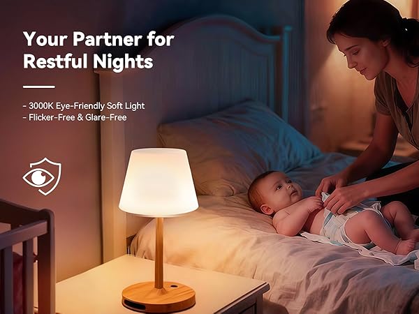 Your Partner forRestful Nights -3000K Eye-Friendly Soft Light -Flicker-Free & Glare-Free