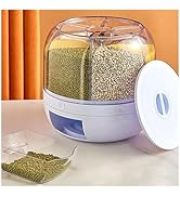 HAOHIZE Grain and Rice Dispenser, Rotating Food Grain Storage Container 6 Grid 12L Large Capacity...