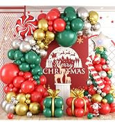 Christmas Balloon Arch, Red Green Gold Balloon Garland, Metallic Silver Red Candy Canes Sweet Can...