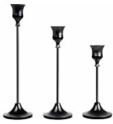 NLBTW Matte Black Candle Stick Candle Holder Set of 3, Taper Candlestick Holders Vintage Festive ...