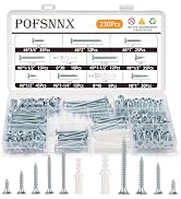 Pofsnnx 230PCS High Hardness Wood Screws Assortment Kit, #6#8 Phillips Flat Head, for Wood, Drywa...
