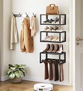 YATINEY 6-Tier Wall Mounted Shoe Rack, Shoe Organizer for Closet, Holds 6-12 Pairs, Floating Shoe...