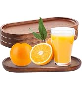 SHUOGUO 3 Pcs Acacia Wooden Serving Tray Oval Cheese Dinner Plates,Decorative Natural Tray Servin...