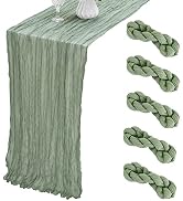 Sage Green Cheesecloth Table Runner Boho Gauze Table Runner 5 Pack 10Ft for Wedding Bridal Shower...