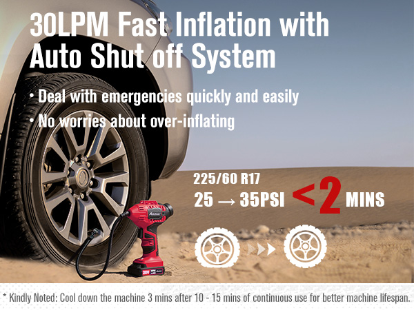 Cordless Tire Inflator - Fast Inflation
