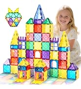 Mruikeny 100 Pieces Magnetic Tiles for Kids Ages 4-8, Glitter Magnetic Building Tiles Preschool L...