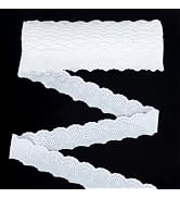 FINGERINSPIRE 15 Yards White Eyelet Cotton Trim 1.57 inch Wide Wavy Edge Floral Cotton Lace Ribbo...