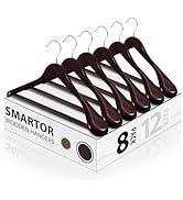 SMARTOR Wooden Hangers 8 Pack - Wide Shoulder Wooden Suit Hangers with Non Slip Pants Bar, Wood C...