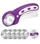 45mm Rotary Cutter for Fabric with 5 Replacement Blades, Ergonomic Safety Fabric Roller Cutter fo...