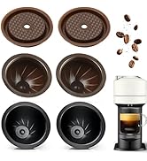 Sendoger Starter Set (4 Cups & 2 Silicone Lids) Reusable Pods for Nespresso Vertuo, 2x150ml & 2x2...