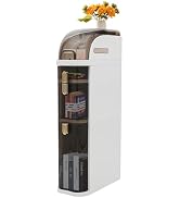 mignonnememe Narrow Bathroom Storage Cabinet 3-Tier Bathroom Floor Cabinet Free Standing Plastic ...
