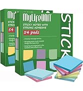MyLifeUNIT Sticky Notes 3x3, Bulk Pack 108 Note Pads 10800 Sheets for Daily Reminder, Self-Stick ...