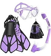 Seago Kids Snorkel Set with Flippers Dry Top Snorkel Mask Swim Fin Snorkeling Gear for Kids Youth...
