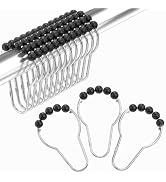 Amazer Black Shower Curtain Hooks, Decorative Rust Proof Acrylic Balls Shower Curtain Hooks, Stai...
