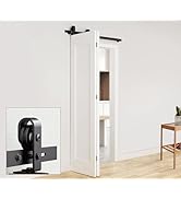 AWDIA 38" Bifold Barn Door Hardware Kit for 2 Doors, Black Track and Top Mounted Heavy Duty Rolle...