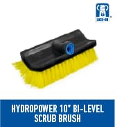 Unger Professional HydroPower 10” Bi-Level Scrub Brush – Compatible with Waterflow Poles, Cleanin...