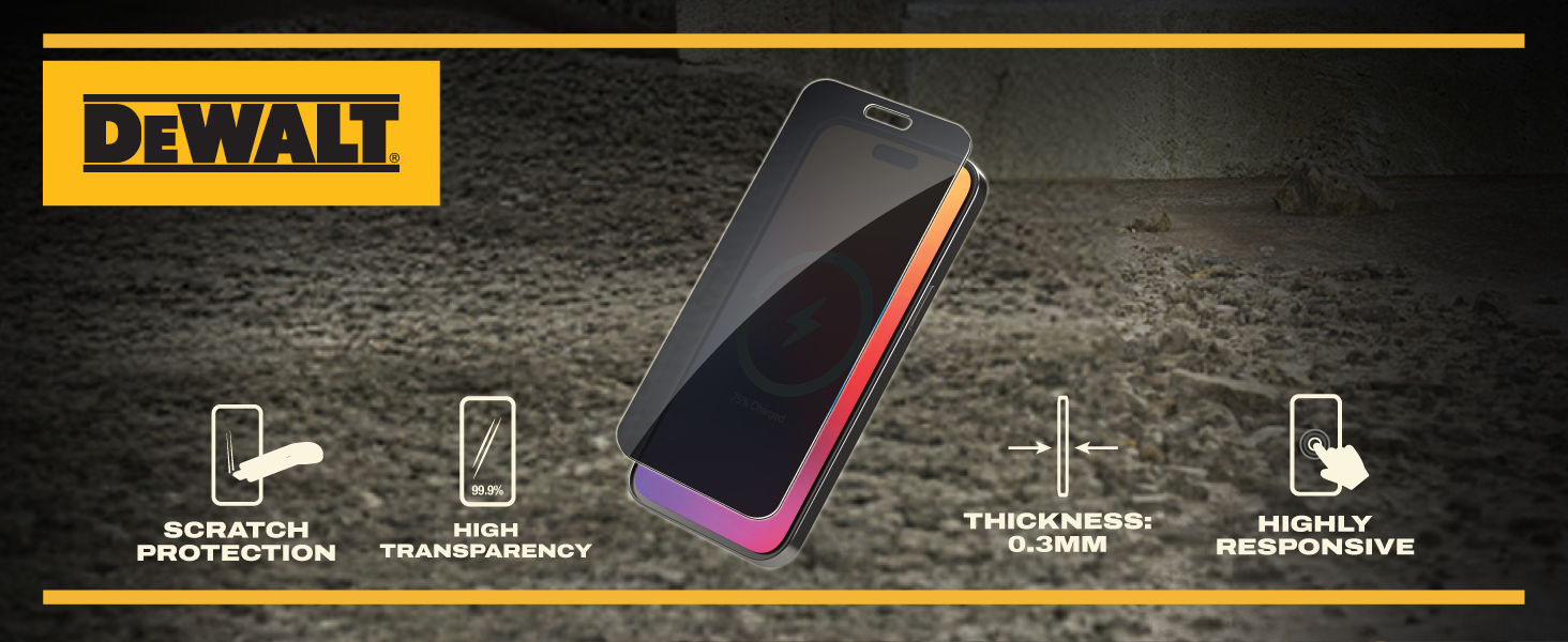 DEWALT Heavy Duty 2Pack Privacy Screen Protector for iPhone 17 Pro Max