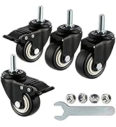 2" Stem Caster Wheels Heavy Duty Threaded Swivel Caster Wheel No Noise Swivel Castors for Trolley...