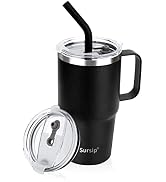 Sursip Insulated Coffee Mug with Handle and Lid, 24 oz Double Wall Vacuum Travel Thermal Coffee T...