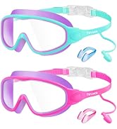 Vvinca Swim Goggles, Kids Goggles with Earplugs& Nose Clip Wide View Anti-Fog/UV Swimming Goggles...