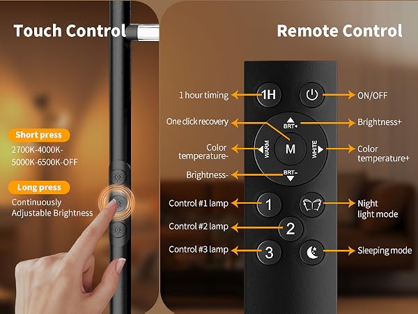 floor lamp with remote control & touch control