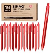 Sikao Red Pens, 16 Pack Retractable Ballpoint Pens, Red Ink 1.0mm Medium Point, Smooth Writing No...