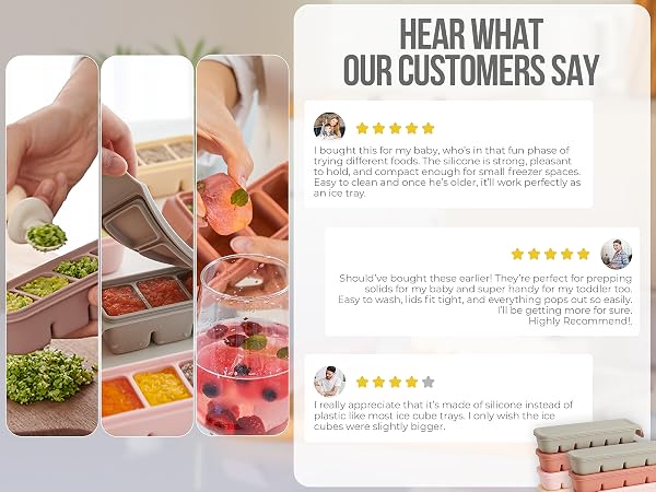 Firgi silicone baby food freezer tray customer reviews with 5-star ratings