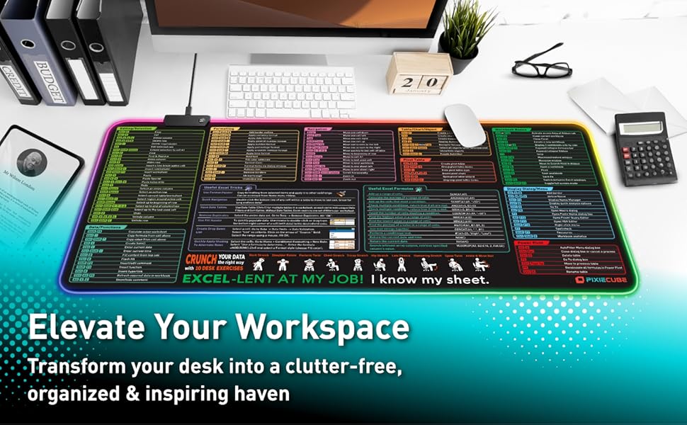 excel cheat sheet mouse pad