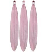 Tinsel Braiding Hair Pre stretched Light Pink Braiding Hair for Glitter Braids