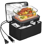 IXIIE Protable Oven Food Warmer 100W, 12V/24V/110V Electric Lunch Box for Adults, Personal Microw...