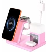 Wireless Charger for iPhone, 6in1 Fast Phone Charger Stand Dock Alarm Clock Night Light, Wireless...