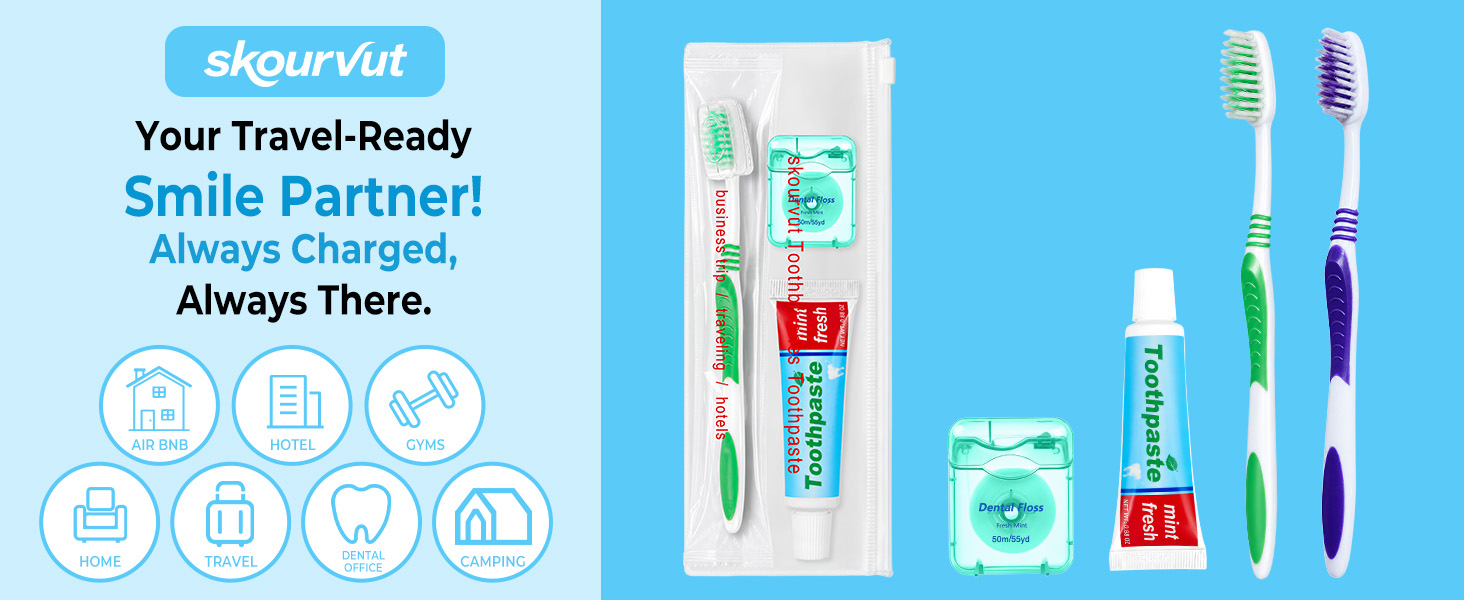disposable toothbrushes with toothpaste and floss