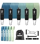 WHATAFIT Resistance Bands, Exercise Bands, Workout Bands with Handles, Door Anchor and Ankle Stra...