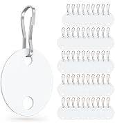 Uniclife 50 Pcs Key Tags 1 Inch Plastic Key Chain Tags with Metal Snap Hooks Double-Sided Writabl...