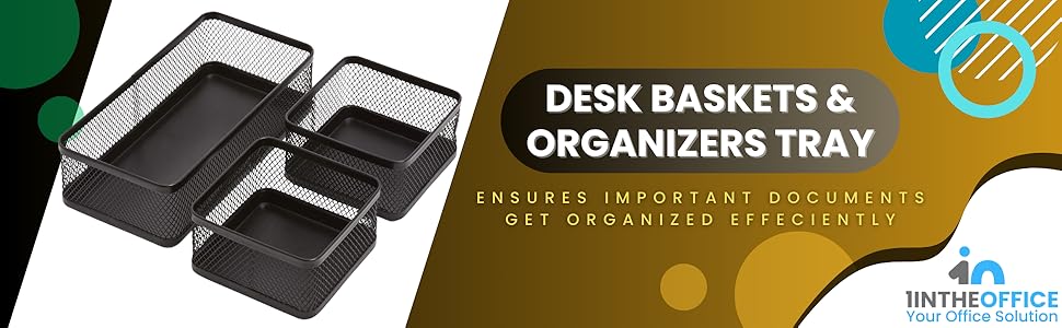 desk basket, desk organizer tray, tray basket for desk