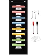 ANCOMEDO 8 Pockets Storage Pocket Chart with 8 Nametag Pockets,Hanging Wall File Organizer for Cl...