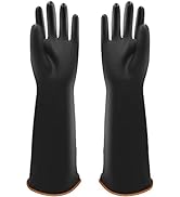 ROYAKI Heavy Duty Latex Gloves,14",18",22" Work Waterproof Industrial Rubber Gloves, Black Size XL