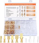 KOXXIAMOQ 600 Pcs 2.8mm 4.8mm 6.3mm Male and Female Wire Spade Connectors and Insulating Sleeve K...
