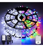 JMEXSUSS 600 LED Color Changing String Lights Plug in, 168FT White & Multicolor Christmas Lights ...