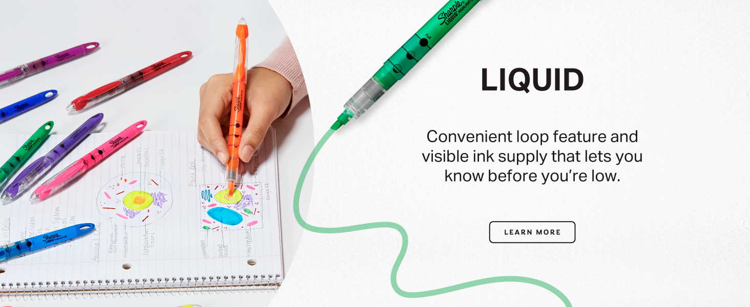 sharpie liquid highlighter convenient loop visible ink supply orange green know run out school home