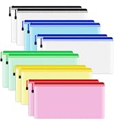 Smarpau Zipper Pencil Pouch, 12 Pack Plastic Zip File Bags Small Zipper Bags for Cosmetics, Bills...