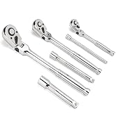 WRANIX 6-Piece Flex Head Ratchet Wrench Set, 1/4", 3/8", 1/2" Drive, 90T Quick-Release Reversible...