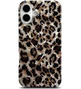 J.west Compatible with iPhone 16 Case,Luxury Sparkle Translucent Clear Vintage Leopard Print Soft...