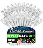 CableGeeker Cat 6 Patch Cables 2 ft (24-Pack) - Cat 6 Ethernet Cable, Snagless RJ45, Cat6 Patch C...