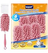 KEEPOW 6 Pack Pink Duster Refills Compatible with Swiffer Duster Handle, Reusable Microfiber Pads...