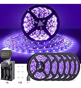 NEWREACH 49.2ft USB Black Light Strip with Battery Box, 5V LED Blacklight Strip 900LEDs for Glow ...