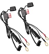 Taiss 2PCS SAE Ring Terminal Harness with 10A Fuse 2-Pin Quick Disconnect Plug SAE Battery Extens...