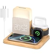 Alarm Clock Charging Station for Bedrooms, 7 in 1 Wireless Charging Station, Magnetic Charger wit...