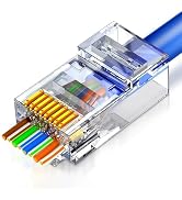 ZOERAX 50-Pack RJ45 Cat6 Pass Through Connector RJ45 Modular Plugs for Solid or Stranded UTP Cable